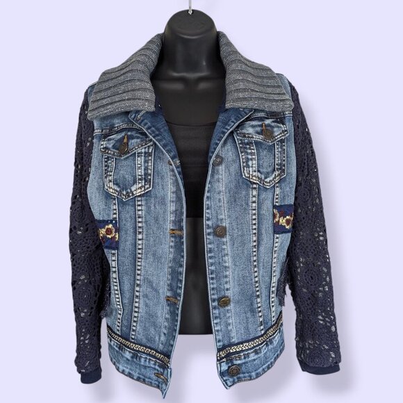 Desigual Embroidered Exotic Denim Jacket - Picture 2 of 11